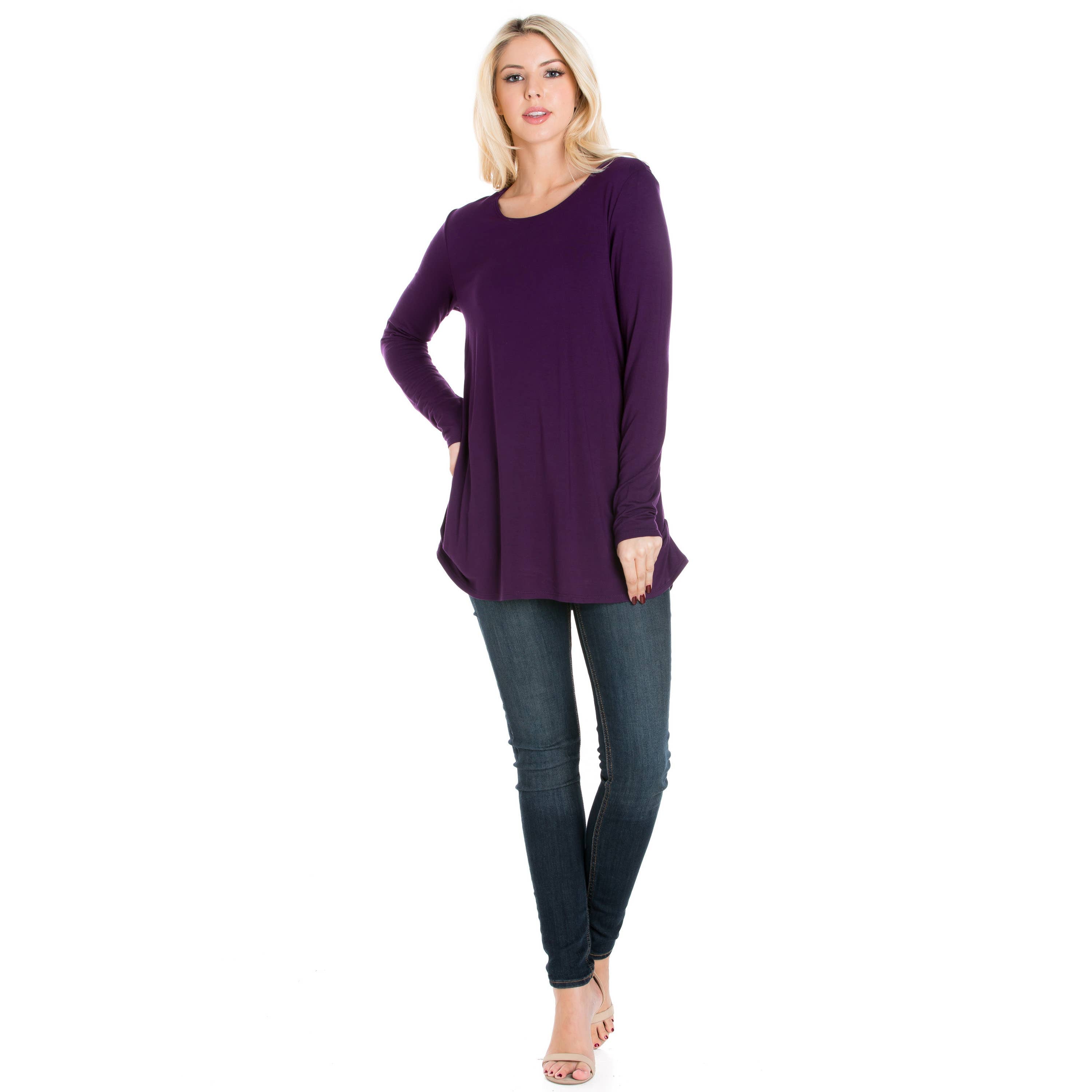 ATP-2304RS Long Sleeve Ruched Side Tunic | Made in USA | Azules Wholesale