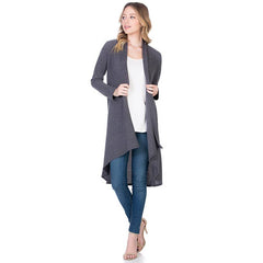 AJK-2063HC-High Low Open Front Ribbed Cardigan | Made in USA | Azules Wholesale