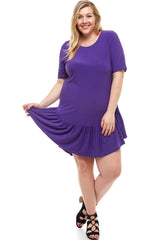 ADS-8265PSX Plus Size Mini Dress with Ruffle Hem | Made in USA | Azules Wholesale