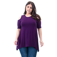ATP-2282RSX Plus Size Cold Shoulder Flowy Tunic | Made in USA | Azules Wholesale