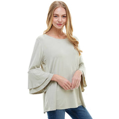 ATP-2314RS Rayon/Spandex Tunic With Double Layer Bell Sleeve | Made in USA | Azules Wholesale