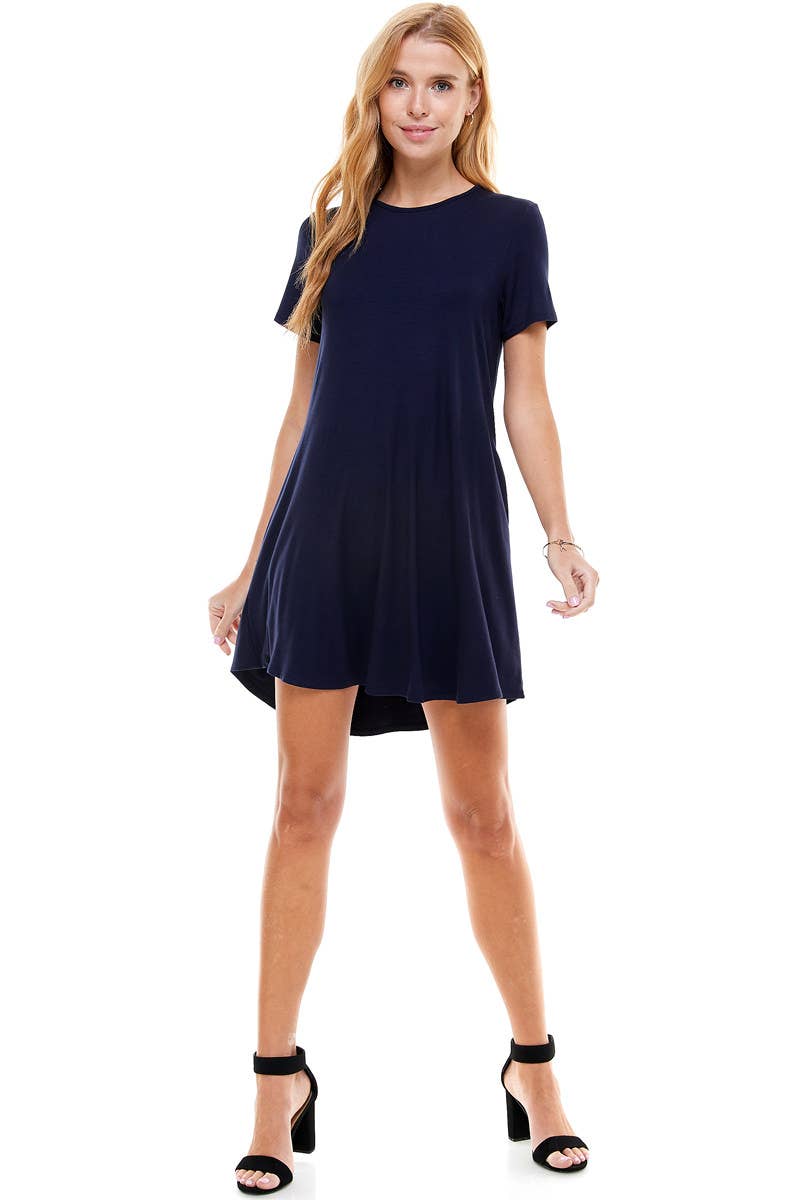 ADS-8269RS- Short Sleeve Pockets Mini Dress | Made in USA | Azules Wholesale
