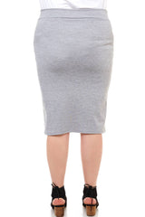 ASK-9014PTX Plus Size High Waisted Pencil Skirt | Made in USA | Azules Wholesale