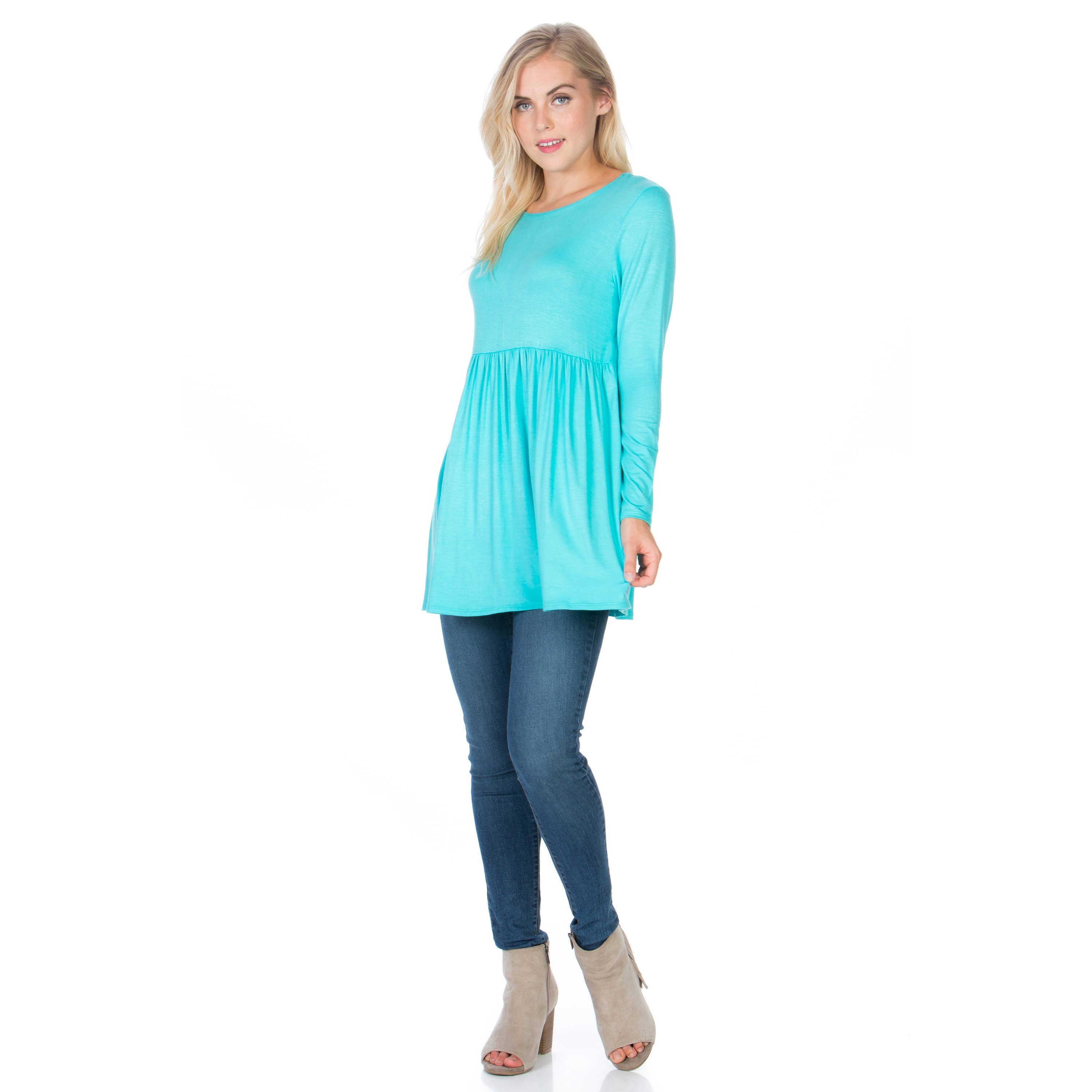 ATP-2271RS Long Sleeve Ruffle Hem Tunic | Made in USA | Azules Wholesale