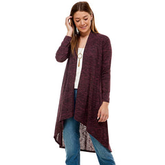 AJK-2063HC Super Soft Open Front Drape High Low Long Cardi | Made in USA | Azules Wholesale