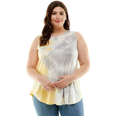 ATP-2308RSX-Plus Size Tie Dye Casual Sleeveless Top | Made in USA | Azules Wholesale