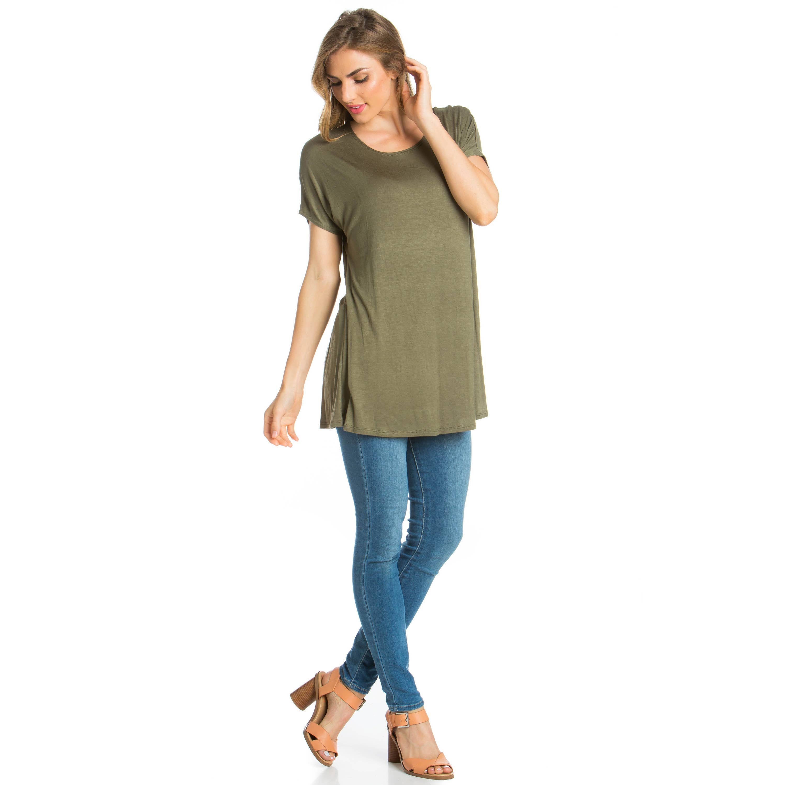 ATP-2277RS Basic Cap Sleeve Tunic | Made in USA | Azules Wholesale