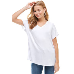 ATP-2318RS Women's Basic Cap Sleeve V-Neck Tunic | Made in USA | Azules Wholesale