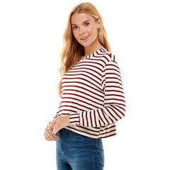 ATP-2331RS-Women's Crew Neck Stripe Print Long Sleeves Top | Made in USA | Azules Wholesale