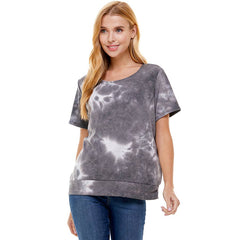 ATP-2328FT-Women's French Terry Tie Dye Top with Band | Made in USA | Azules Wholesale