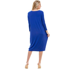 ADM-8255RS 3/4 Sleeve Midi Dress | Made in USA | Azules Wholesale