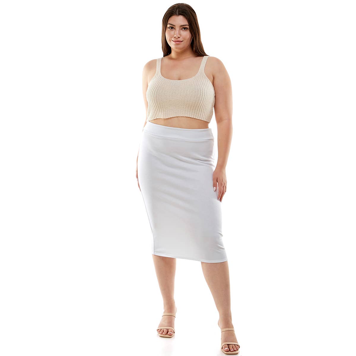 ASK-9014PTX Plus Size High Waisted Pencil Skirt | Made in USA | Azules Wholesale