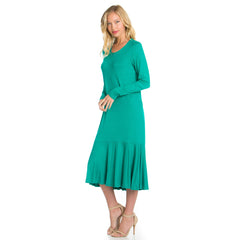 ADM-8258RS Ruffle Hem Long Sleeve Midi Dress | Made in USA | Azules Wholesale