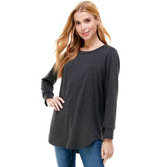 ATP-2321FT-Women's Oversized Long Sleeve Crew Neck Tunic | Made in USA | Azules Wholesale