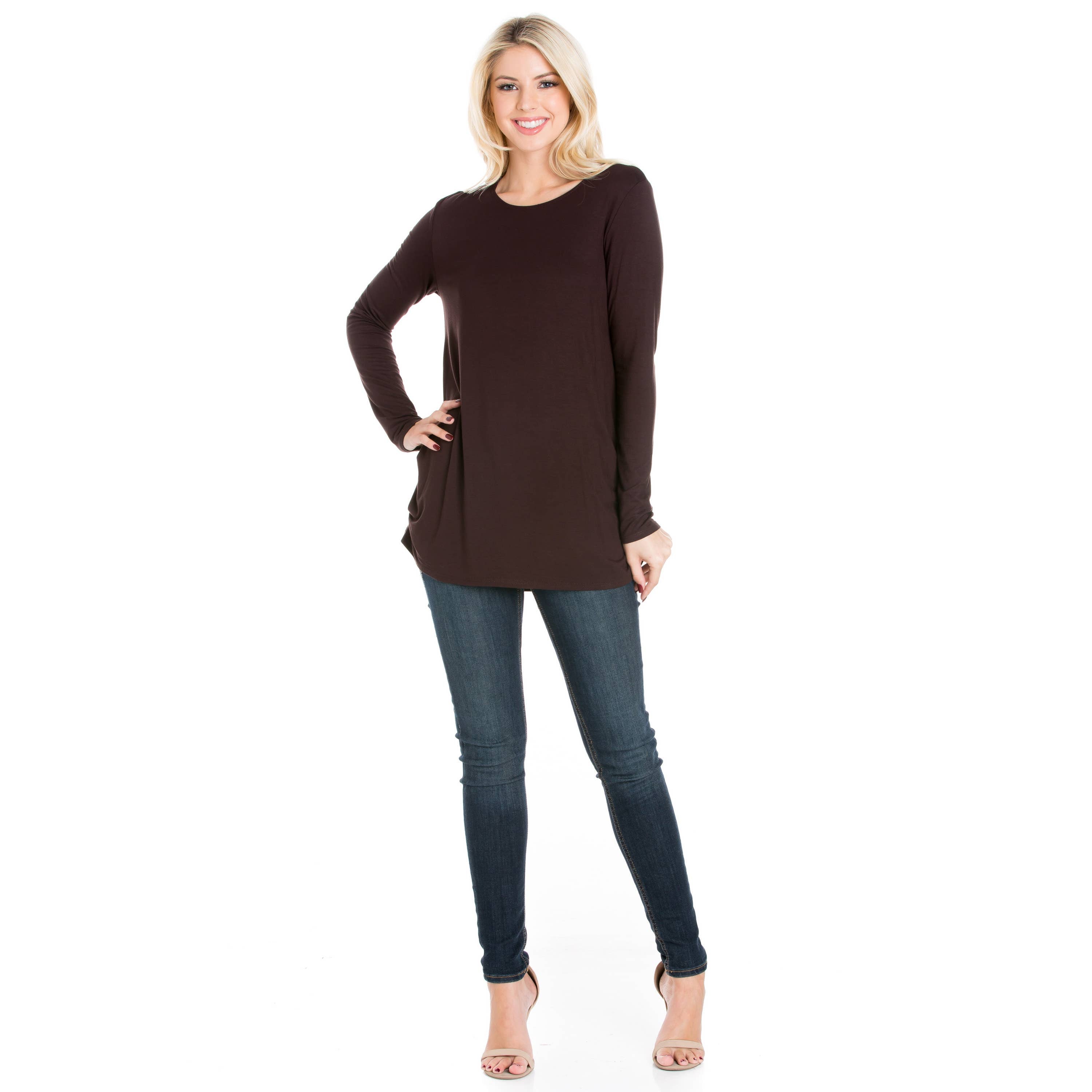 ATP-2304RS Long Sleeve Ruched Side Tunic | Made in USA | Azules Wholesale