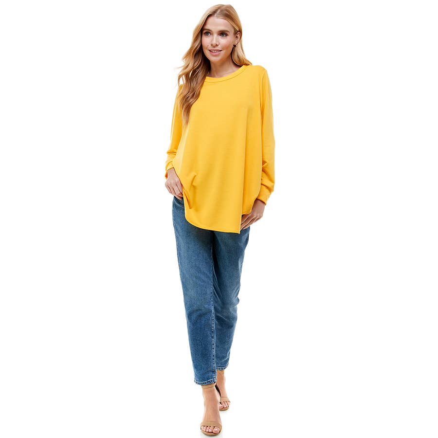 ATP-2321FT-Women's Oversized Long Sleeve Crew Neck Tunic | Made in USA | Azules Wholesale