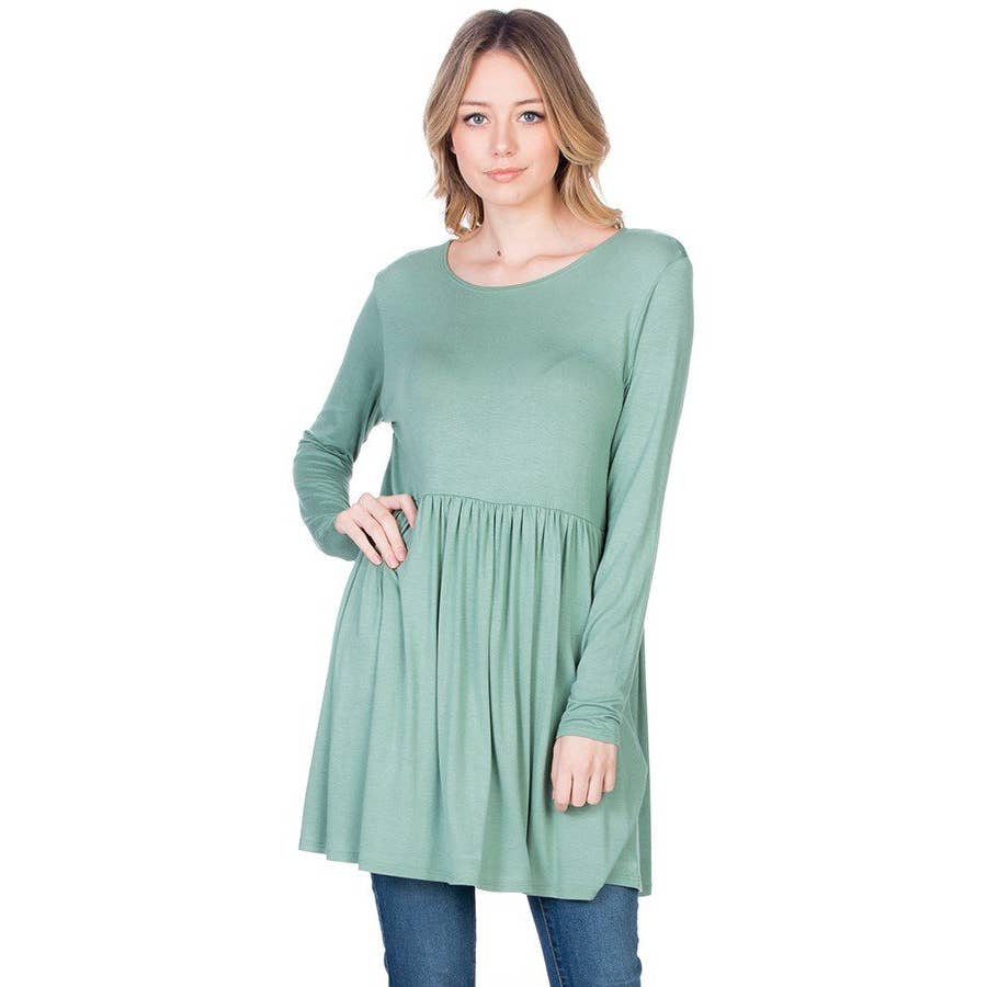 ATP-2271RS Long Sleeve Ruffle Hem Tunic | Made in USA | Azules Wholesale