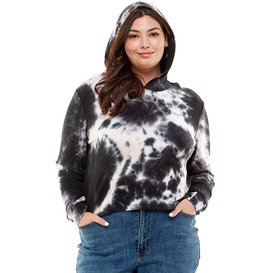 ATP-2332FTX-Plus Size Women's Hooded Long Sleeves Tie Dye to | Made in USA | Azules Wholesale