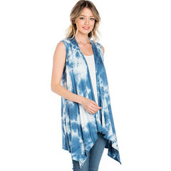 AJK-2071RS-High Low Asymmetric Sleeveless Vest Print | Made in USA | Azules Wholesale