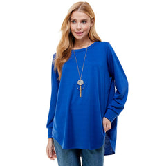 ATP-2321FT-Women's Oversized Long Sleeve Crew Neck Tunic | Made in USA | Azules Wholesale