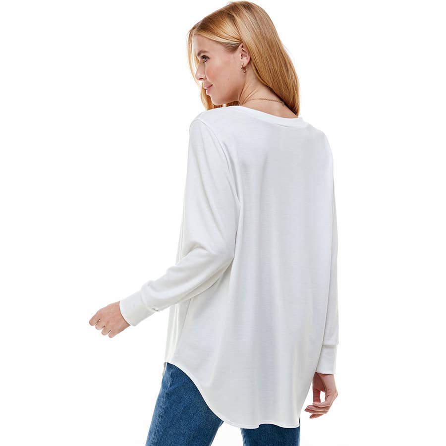 ATP-2321FT-Women's Oversized Long Sleeve Crew Neck Tunic | Made in USA | Azules Wholesale