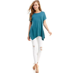 ATP-2307RS Cap Sleeve Basic Asymmetric Tunic | Made in USA | Azules Wholesale