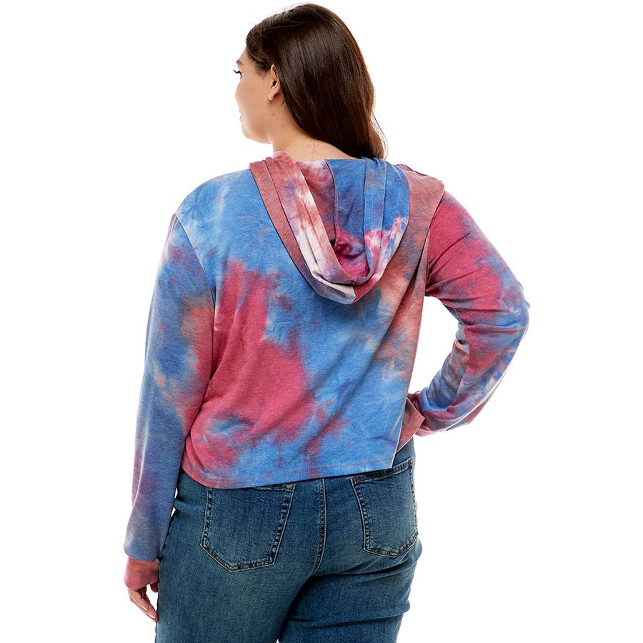 ATP-2332FTX-Plus Size Women's Hooded Long Sleeves Tie Dye to | Made in USA | Azules Wholesale