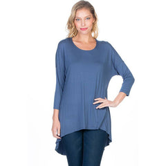 ATP-2211RS 3/4 SLEEVE HIGH-LOW TUNIC TOP | Made in USA | Azules Wholesale