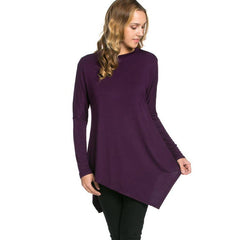 ATP-2262RS Asymmetric Crew Neck Long Sleeve Tunic | Made in USA | Azules Wholesale