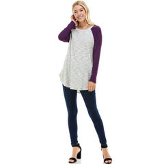 ATP-2311HC Contrast Poly Rayon Crew Neck Long Sleeve Tunic | Made in USA | Azules Wholesale