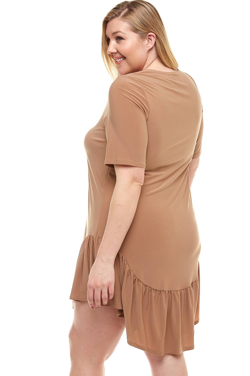 ADS-8265PSX Plus Size Mini Dress with Ruffle Hem | Made in USA | Azules Wholesale