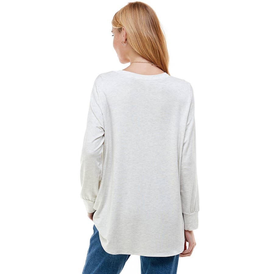 ATP-2321FT-Women's Oversized Long Sleeve Crew Neck Tunic | Made in USA | Azules Wholesale