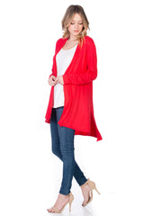 AJK-3004RS High Low Slit Long Sleeve Cardigan | Made in USA | Azules Wholesale