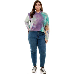 ATP-2332FTX-Plus Size Women's Hooded Long Sleeves Tie Dye to | Made in USA | Azules Wholesale