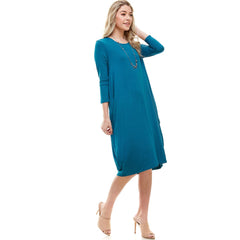 ADM-8255RS 3/4 Sleeve Midi Dress | Made in USA | Azules Wholesale