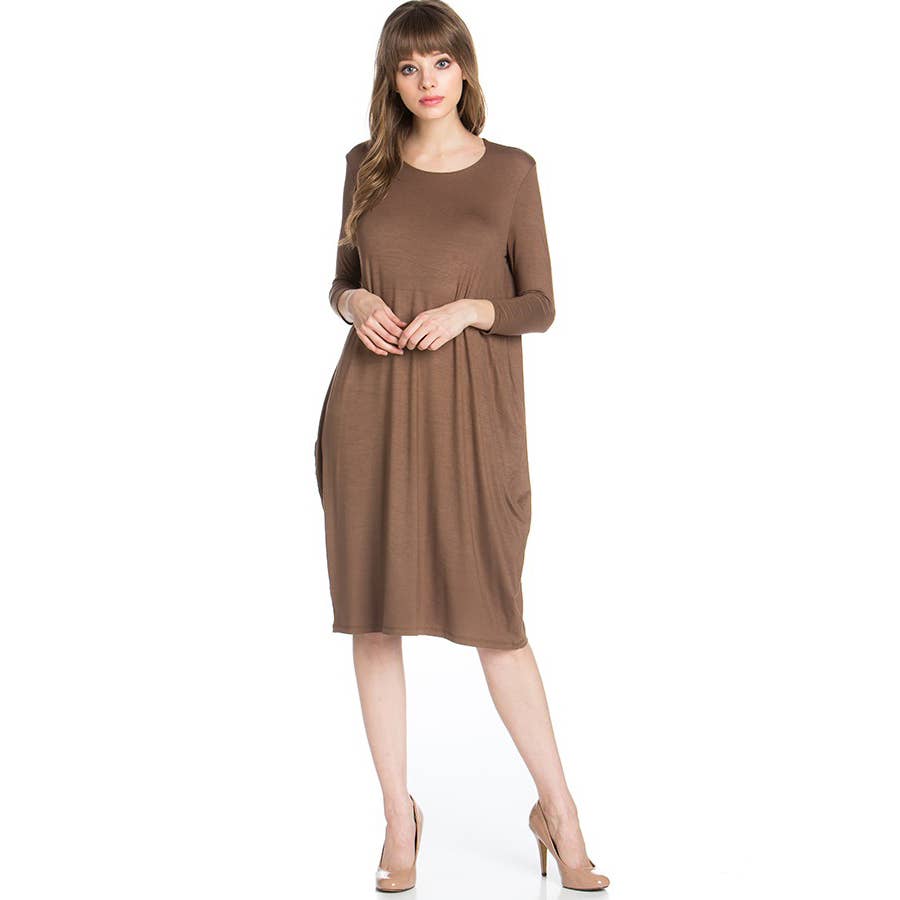 ADM-8255RS 3/4 Sleeve Midi Dress | Made in USA | Azules Wholesale