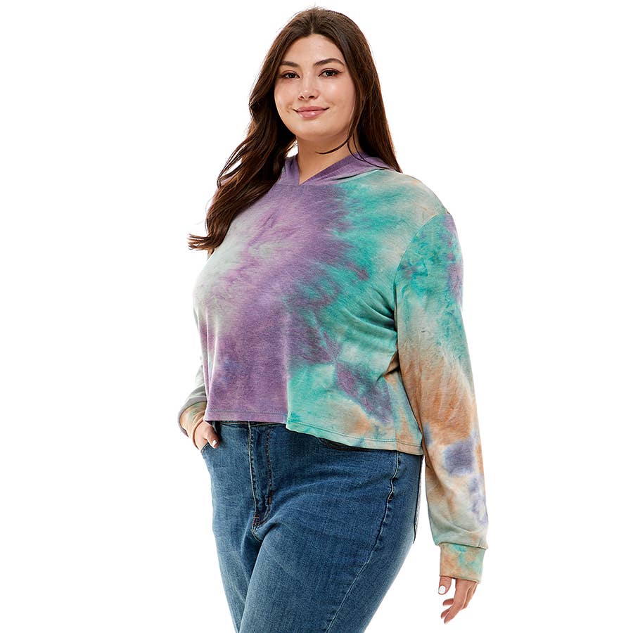 ATP-2332FTX-Plus Size Women's Hooded Long Sleeves Tie Dye to | Made in USA | Azules Wholesale