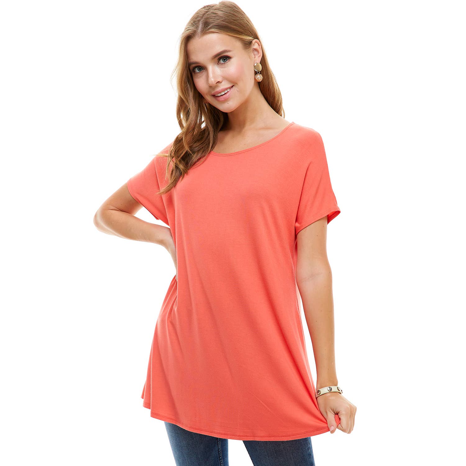 ATP-2277RS Basic Cap Sleeve Tunic | Made in USA | Azules Wholesale