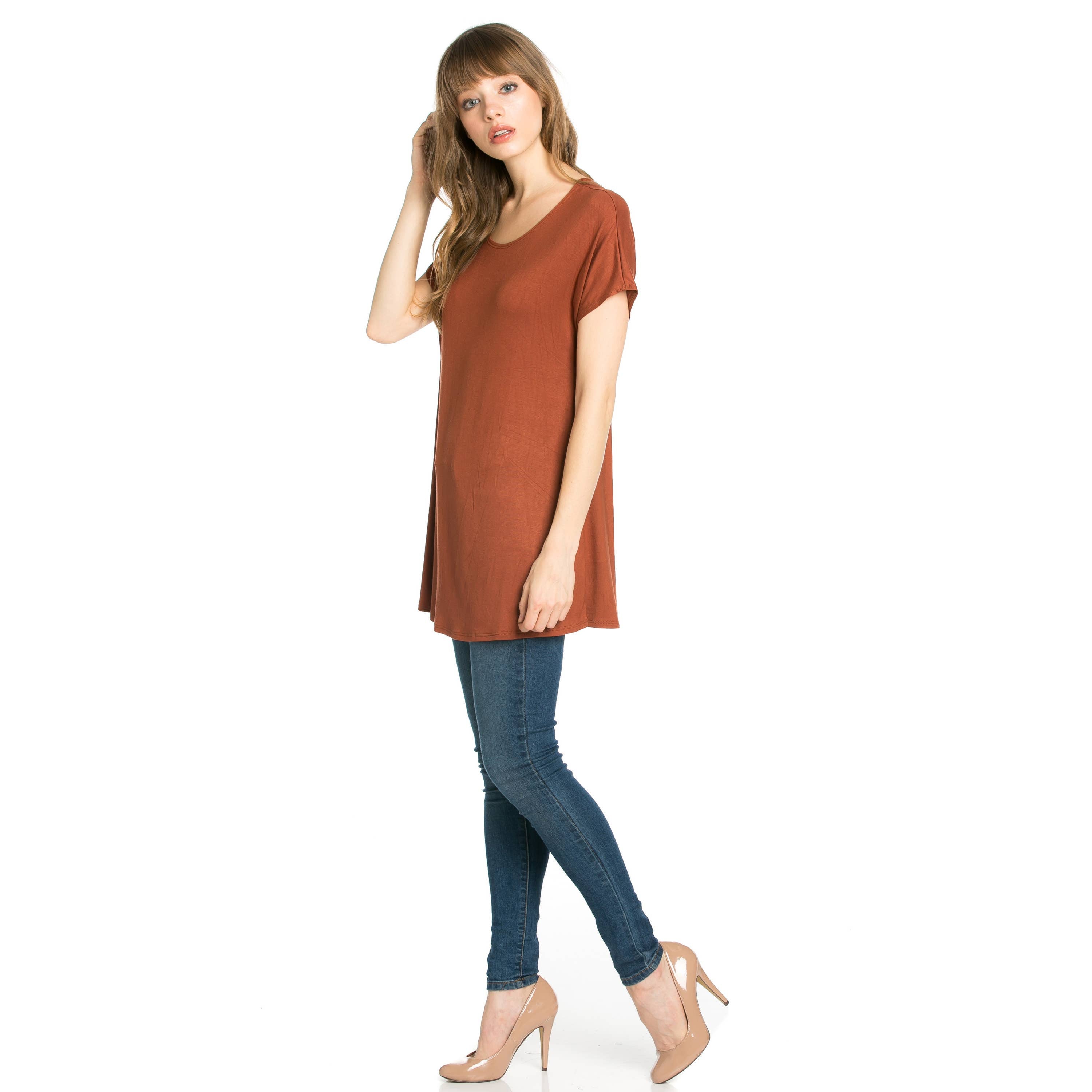 ATP-2277RS Basic Cap Sleeve Tunic | Made in USA | Azules Wholesale