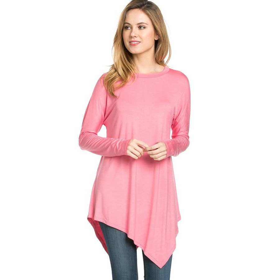 ATP-2262RS Asymmetric Crew Neck Long Sleeve Tunic | Made in USA | Azules Wholesale