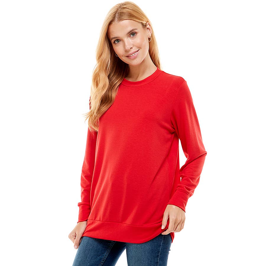 ATP-2323FT-Women's Solid Boy Friend Fit Tunic | Made in USA | Azules Wholesale