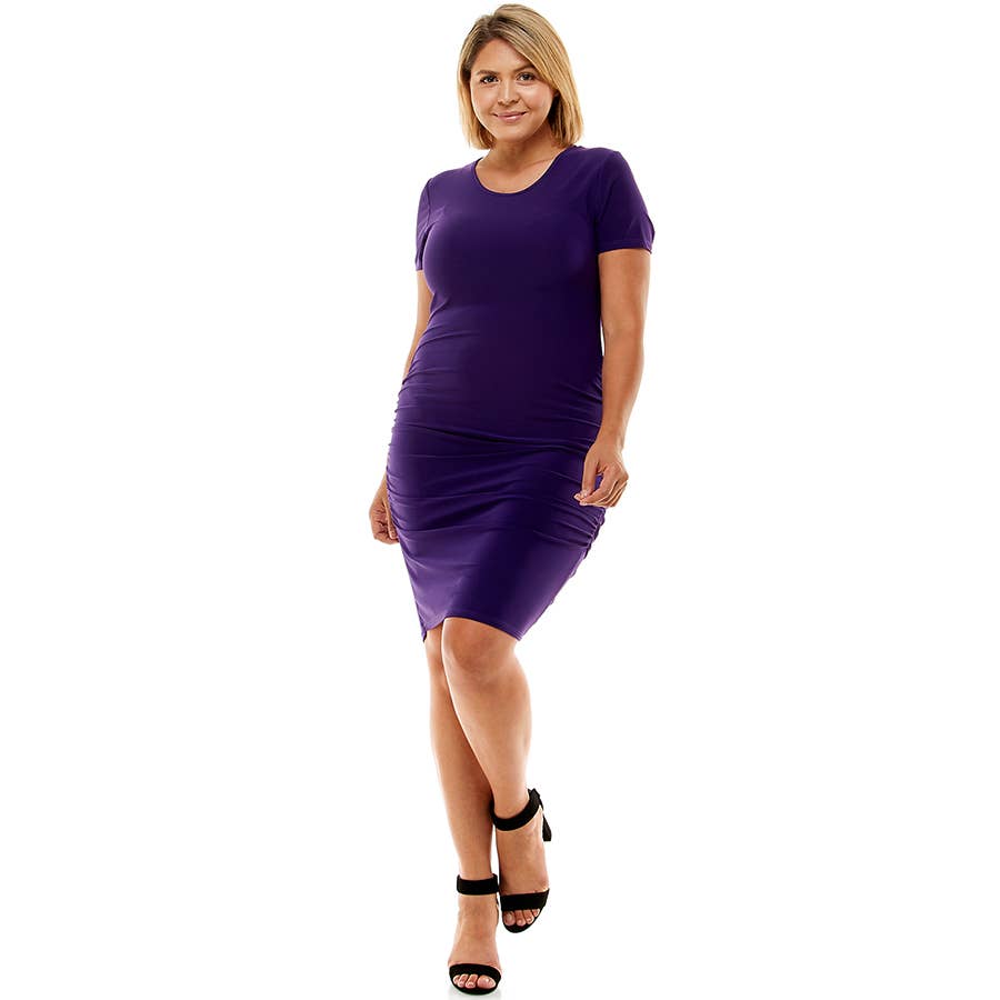 ADL-8270PSX-Plus Size Bodycon Mini Dress With Elastic | Made in USA | Azules Wholesale