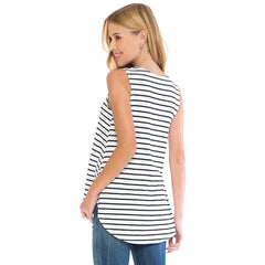 ATP-2308RS-AZULES Women's Stripe Print Casual Sleeveless Top | Made in USA | Azules Wholesale