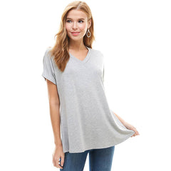 ATP-2318RS Women's Basic Cap Sleeve V-Neck Tunic | Made in USA | Azules Wholesale