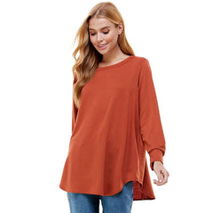 ATP-2321FT-Women's Oversized Long Sleeve Crew Neck Tunic | Made in USA | Azules Wholesale