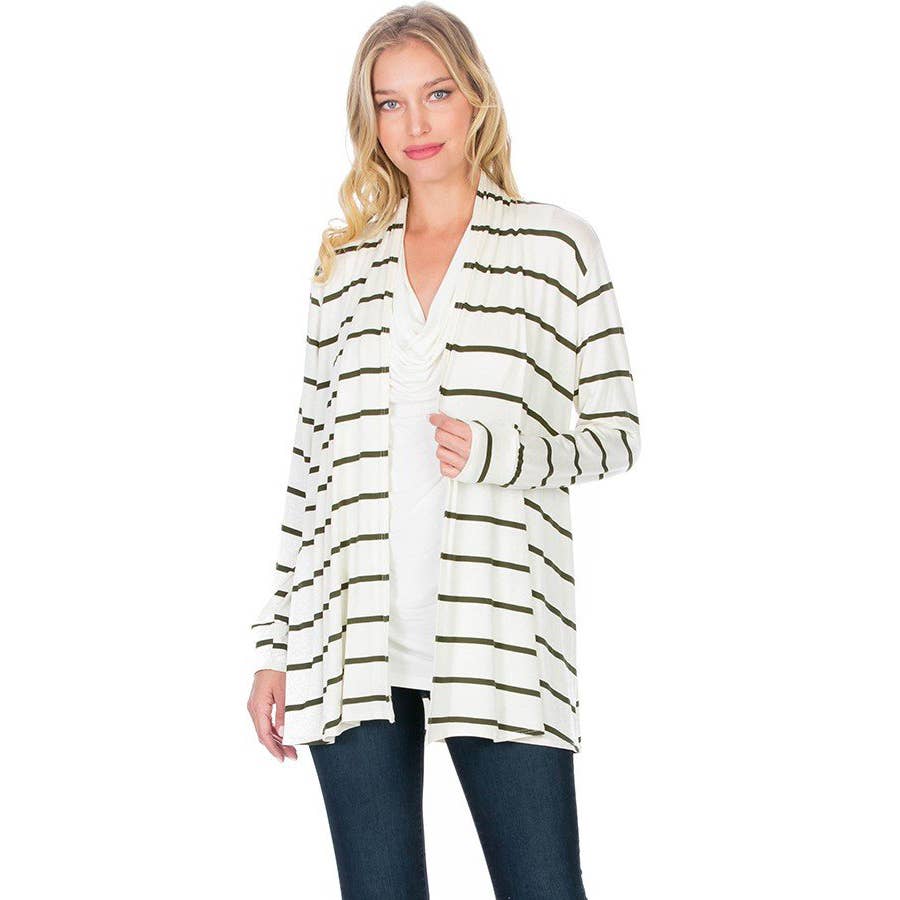 AJK-3003RS-STRIPE CASUAL CARDIGAN | Made in USA | Azules Wholesale