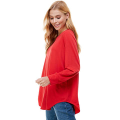 ATP-2321FT-Women's Oversized Long Sleeve Crew Neck Tunic | Made in USA | Azules Wholesale