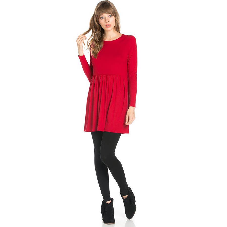 ATP-2271RS Long Sleeve Ruffle Hem Tunic | Made in USA | Azules Wholesale