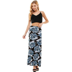 ASK-9001PS High Waisted Floral Print Maxi Skirt | Made in USA | Azules Wholesale