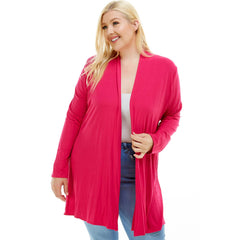 AJK-3001RSX Plus Size Long Sleeve Open Front Drape Cardigan | Made in USA | Azules Wholesale